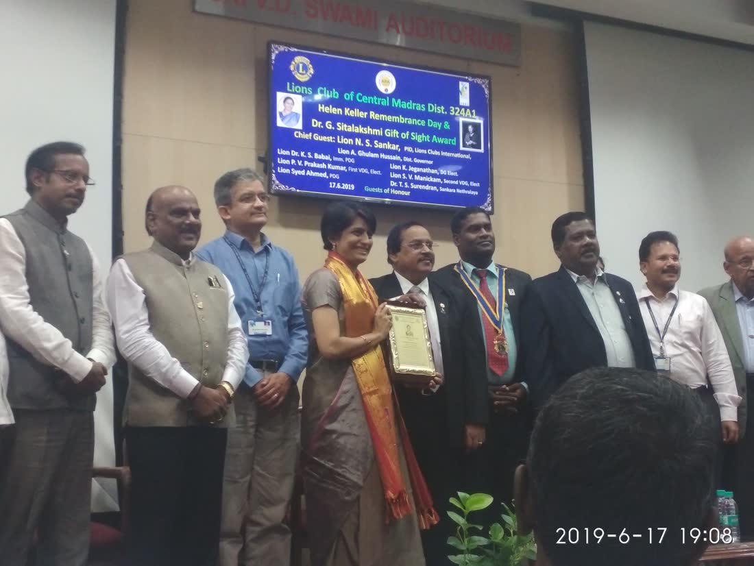 Dr G Sitalaxmi Gift of Sight Award — Helen Keller Day 2019